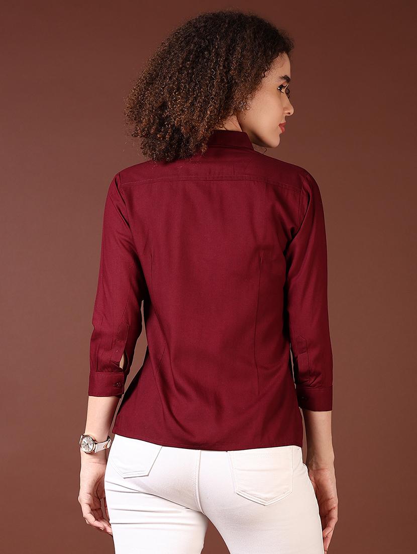 women solid collared regular shirt - 21519907 - Standard Image - 3