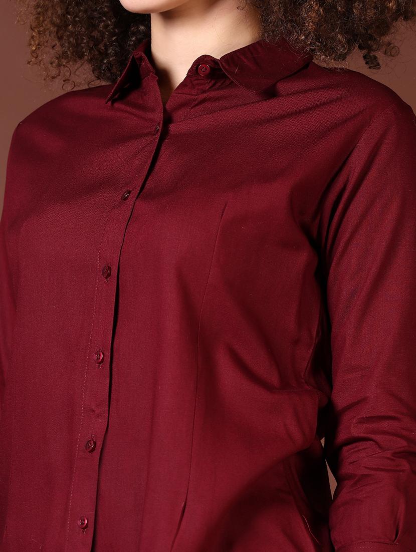 women solid collared regular shirt - 21519907 - Standard Image - 5