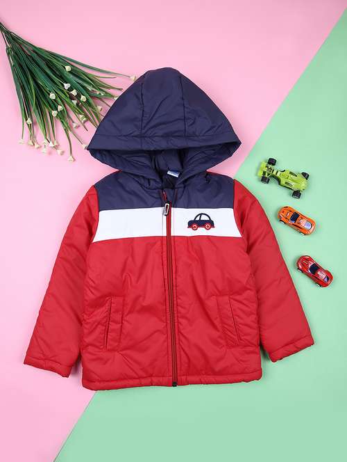 boys color block hooded neck jacket - 21519919 -  Standard Image - 0