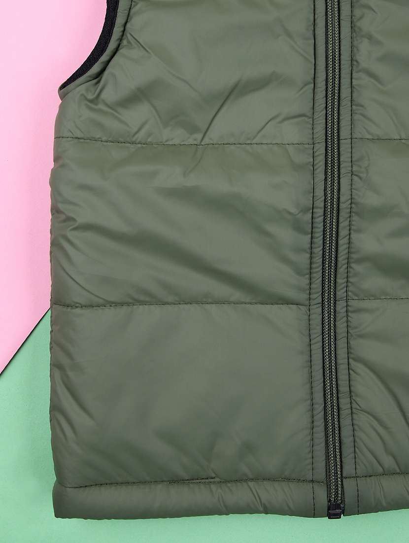 boys green solid sleeveless quilted jacket - 21519920 -  Standard Image - 3