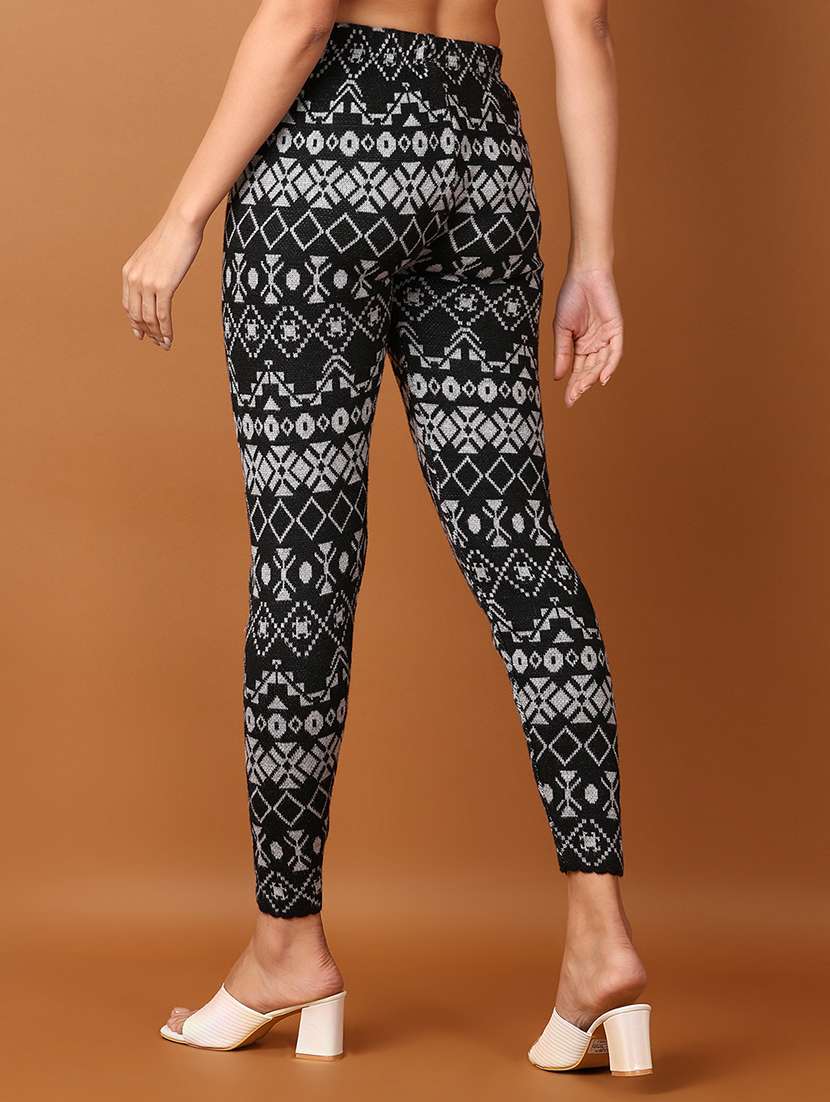women self design woolen legging - 21519927 -  Standard Image - 3