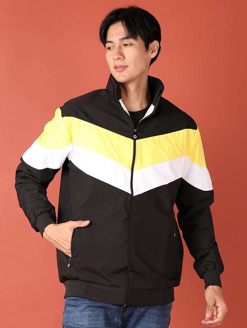 men black color block bomber jacket - 21519945 -  Standard Image - 0