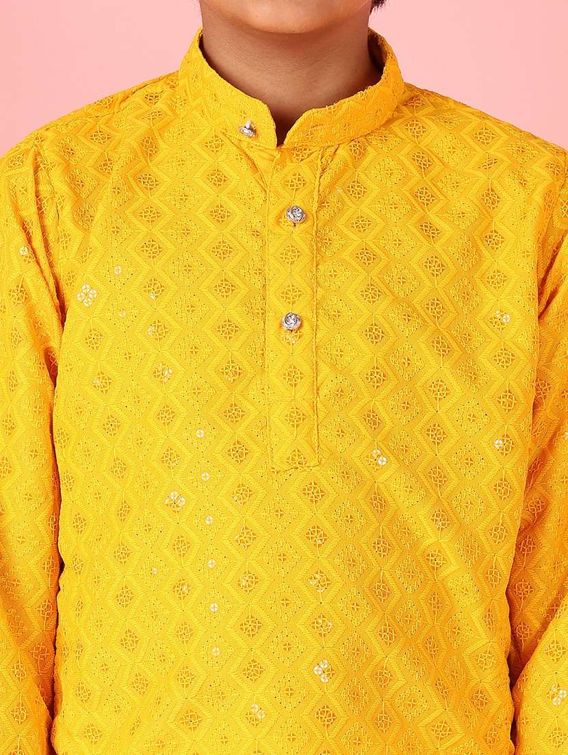 boys embroidered long sleeve kurta set - 21519953 -  Standard Image - 5