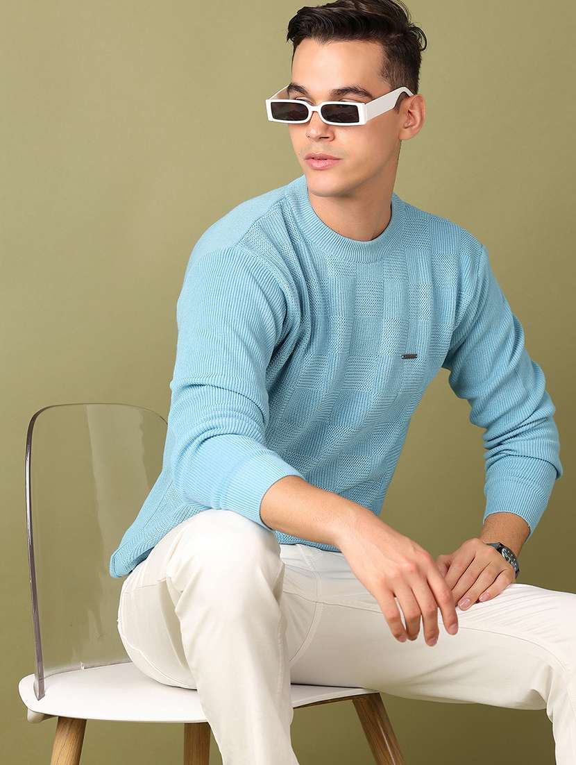 men self design round neck pullover - 21519954 -  Standard Image - 3