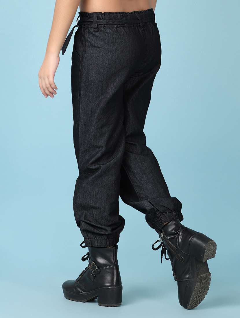 girls black solid joggers - 21519957 -  Standard Image - 3