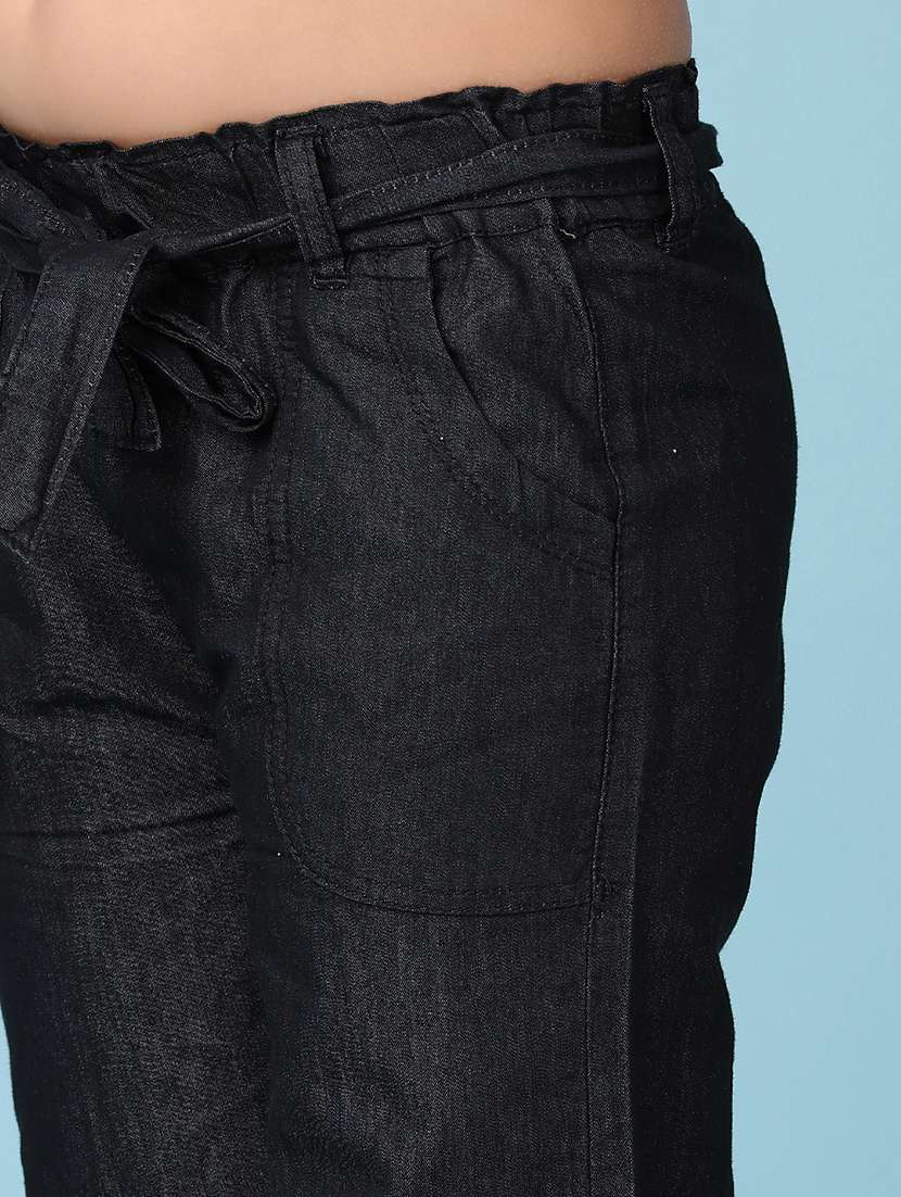 girls black solid joggers - 21519957 -  Standard Image - 5