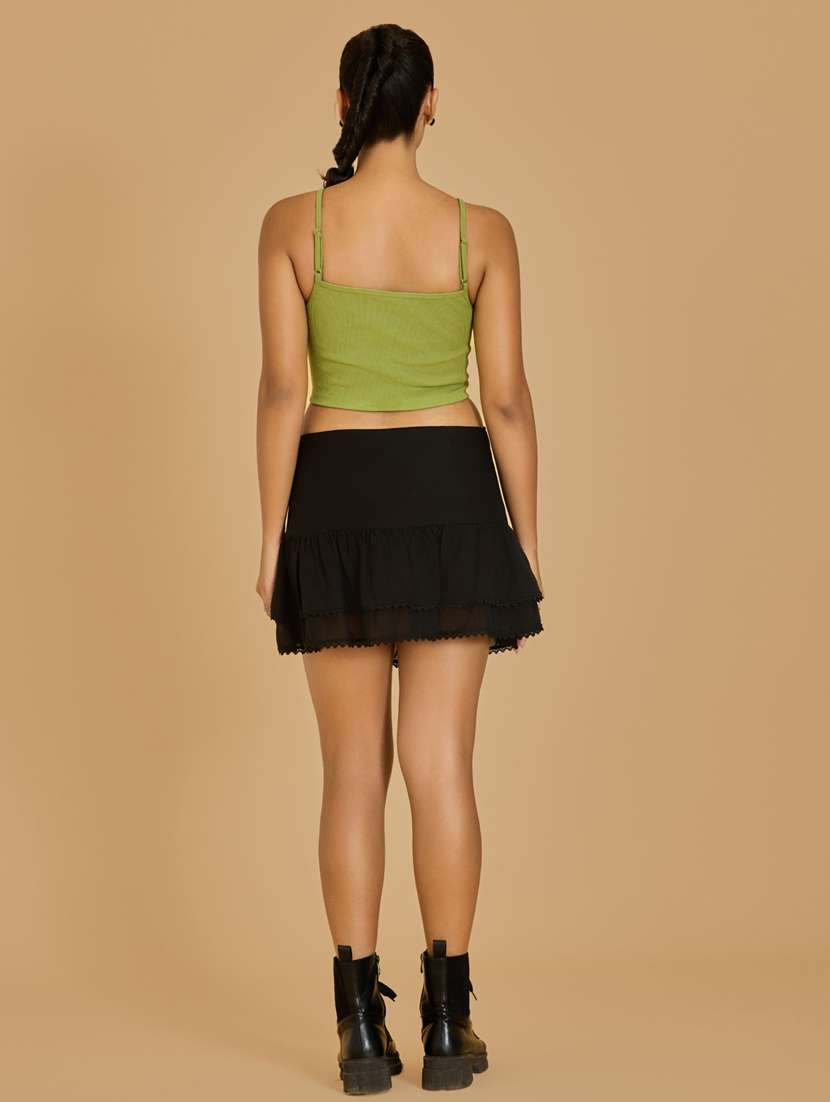 women green cotton blend crop top - 21520223 - Standard Image - 3