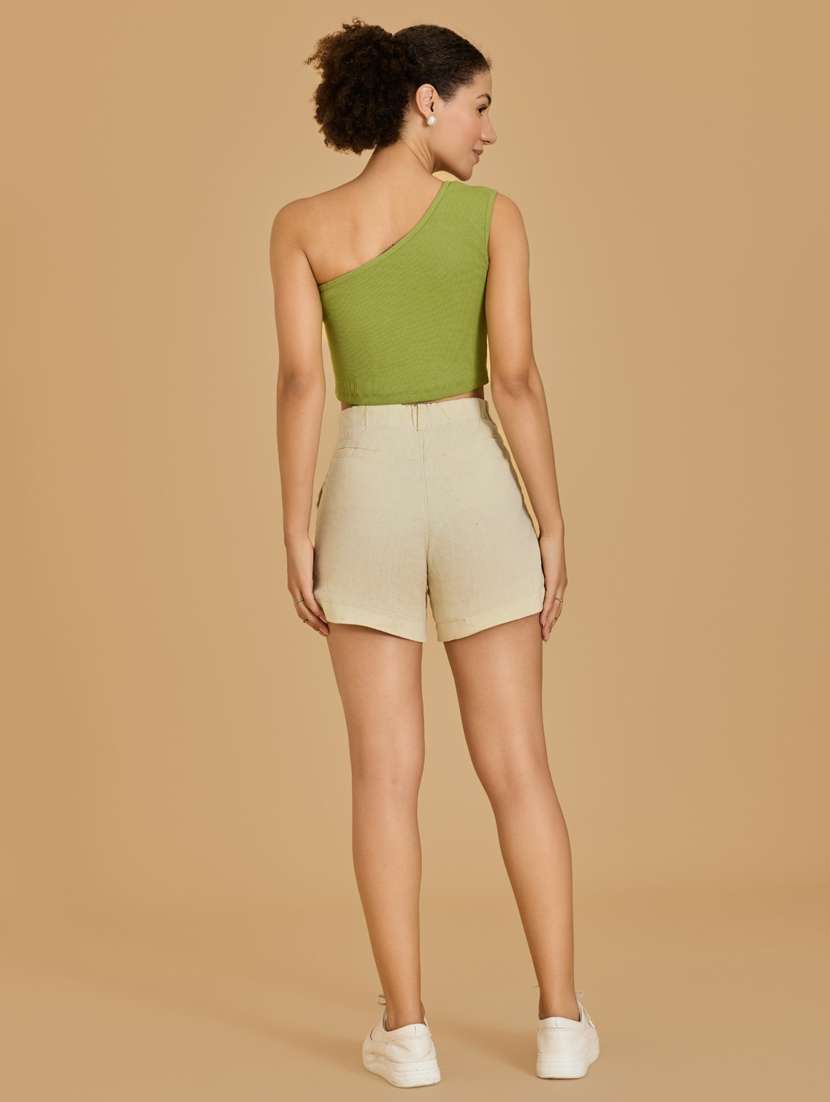 women green cotton blend crop top - 21520226 -  Standard Image - 3