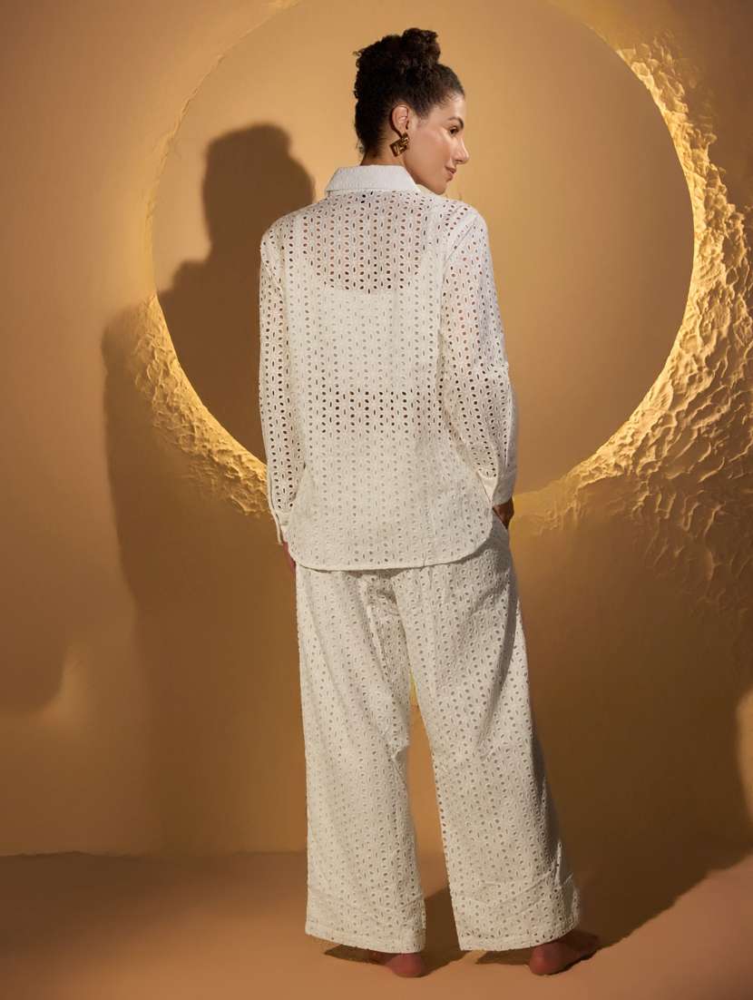 women white shirt & trouser co-ord set - 21520233 - Standard Image - 3