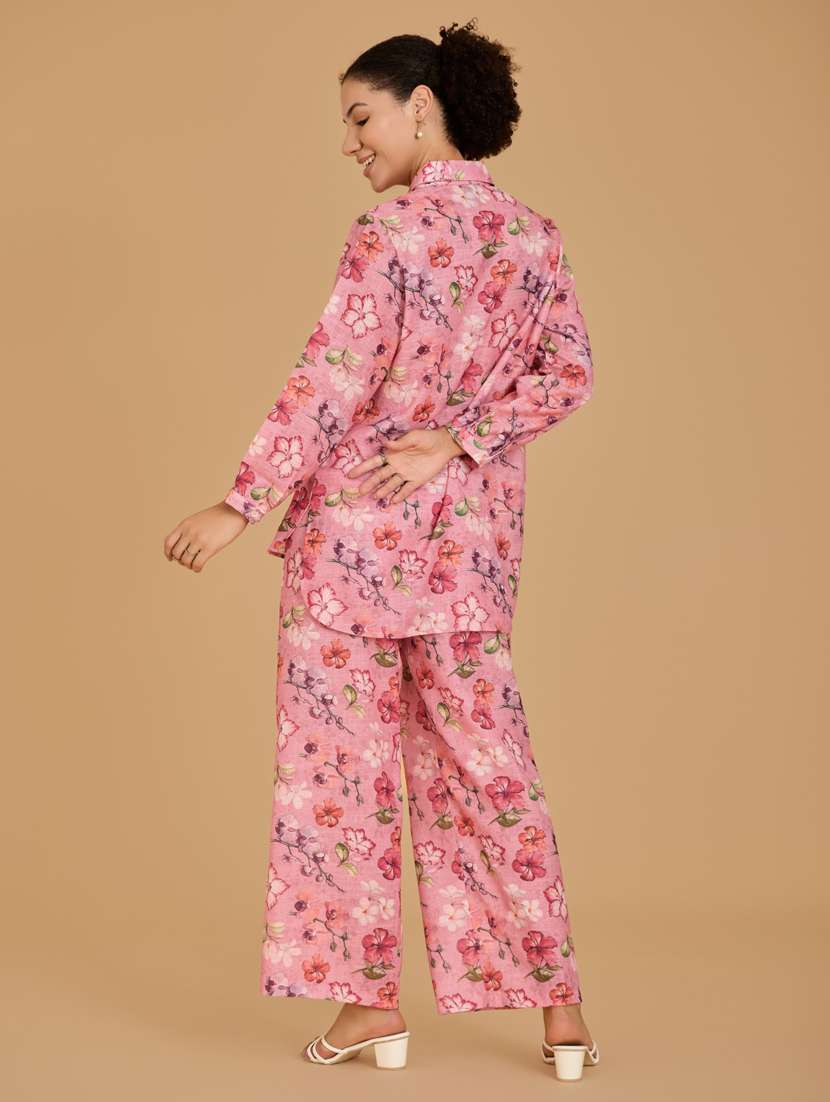 women pink shirt & trouser co-ord set - 21520241 -  Standard Image - 5