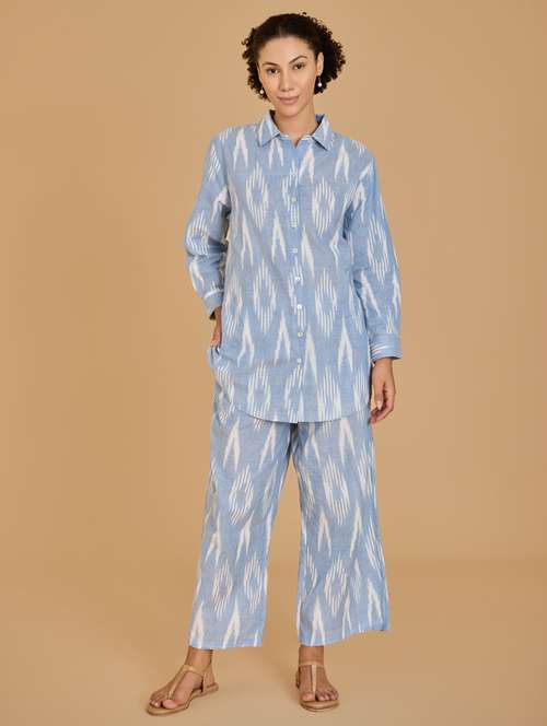 women light blue shirt & trouser co-ord set - 21520242 -  Standard Image - 0