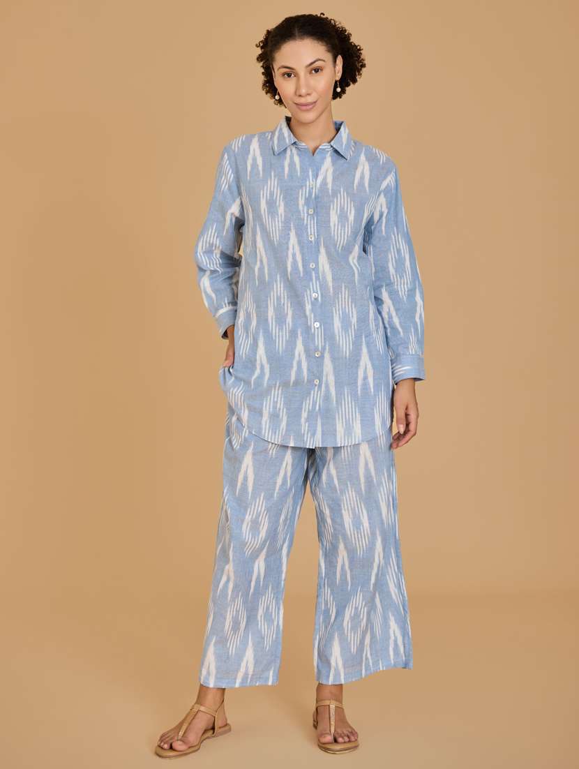 women light blue shirt & trouser co-ord set