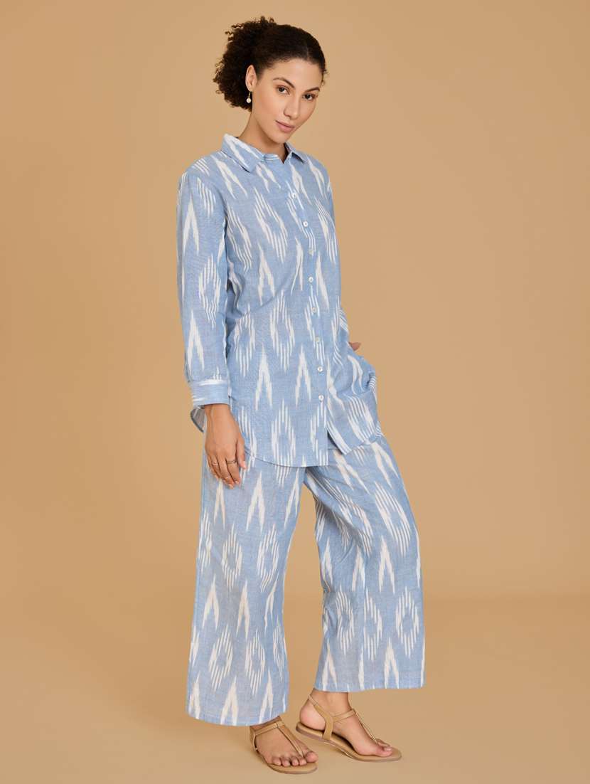 women light blue shirt & trouser co-ord set - 21520242 -  Standard Image - 3