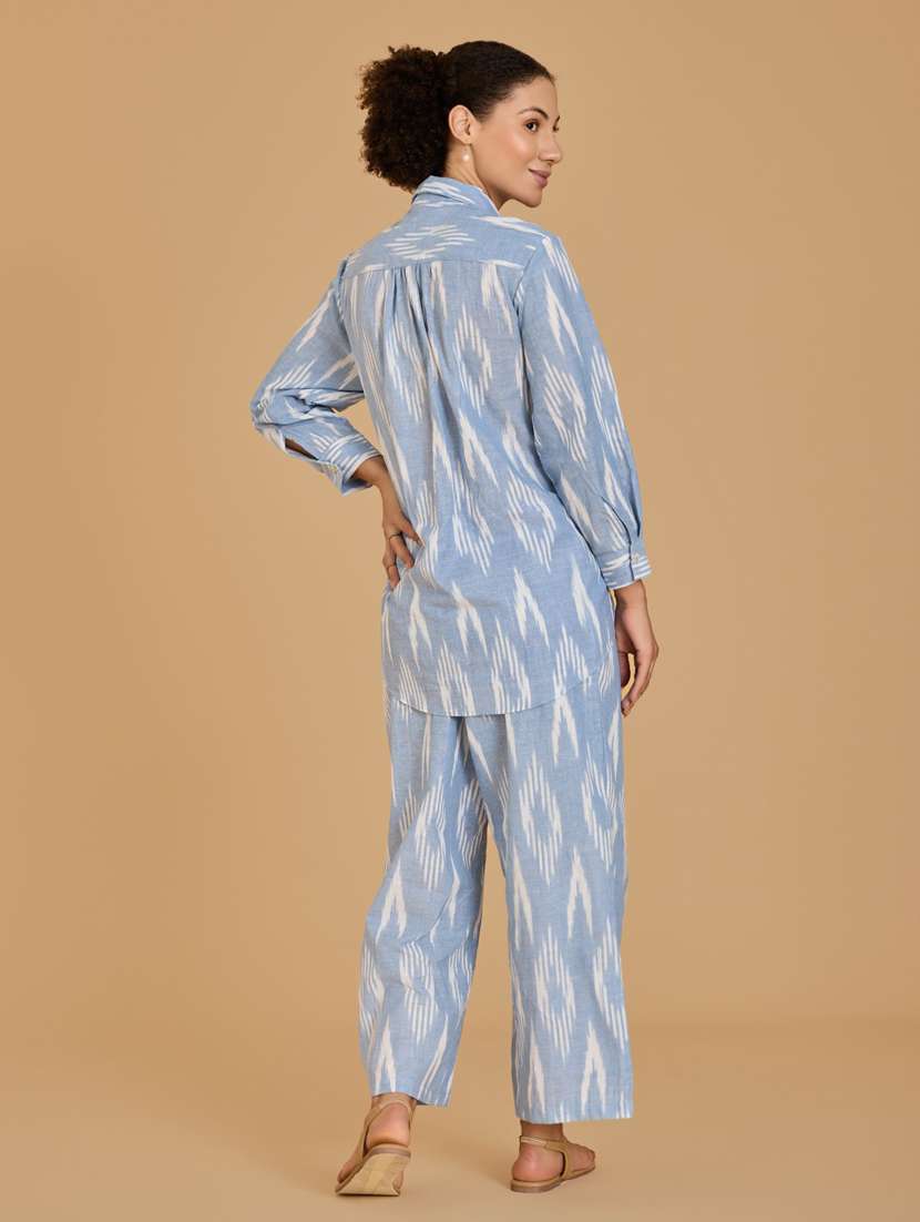 women light blue shirt & trouser co-ord set - 21520242 -  Standard Image - 5