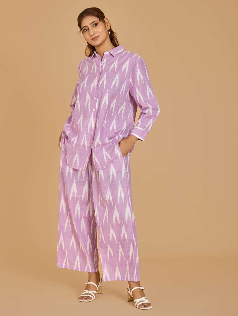 women lavender shirt & trouser co-ord set - 21520243 -  Standard Image - 3