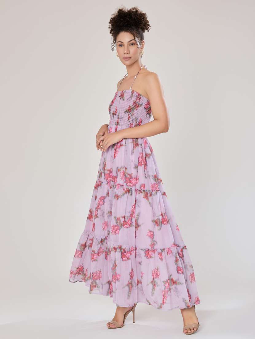 women lavender georgette fit & flare dress - 21520256 - Standard Image - 3