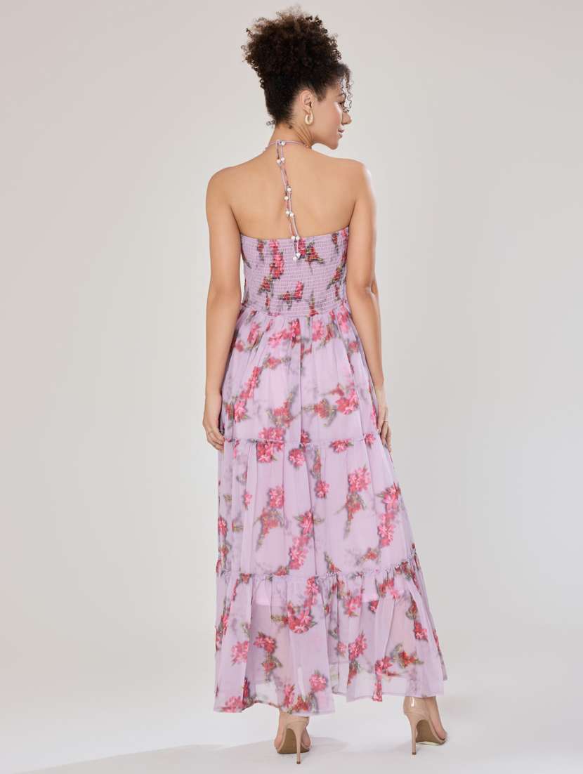 women lavender georgette fit & flare dress - 21520256 - Standard Image - 5