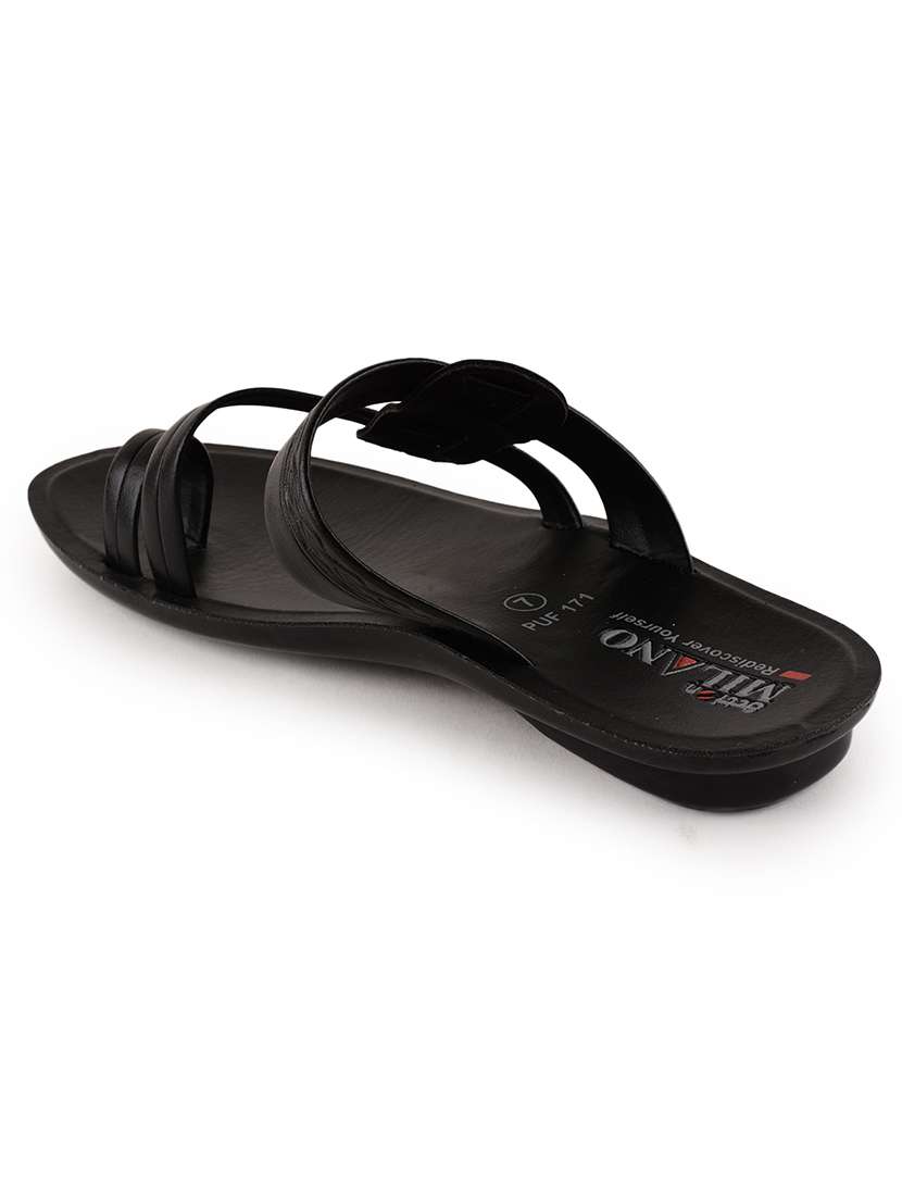 men black slip on sandal - 21520325 -  Standard Image - 3