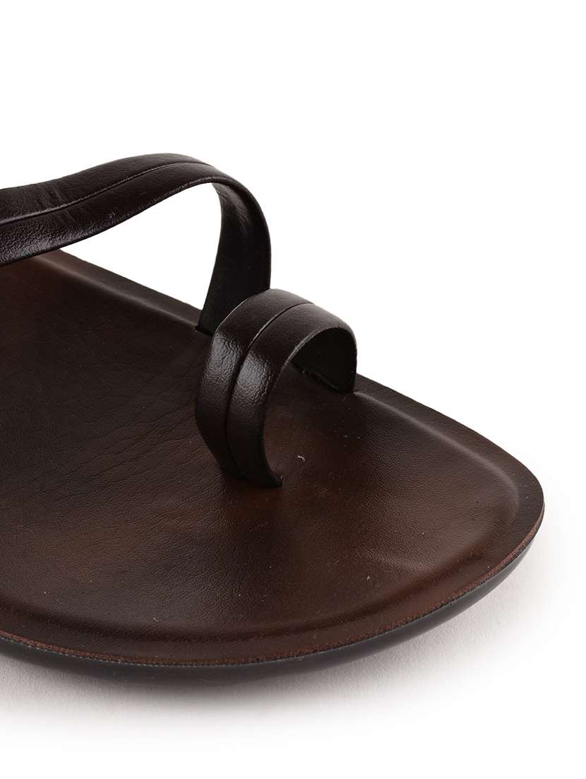 men brown slip on sandals - 21520326 -  Standard Image - 5