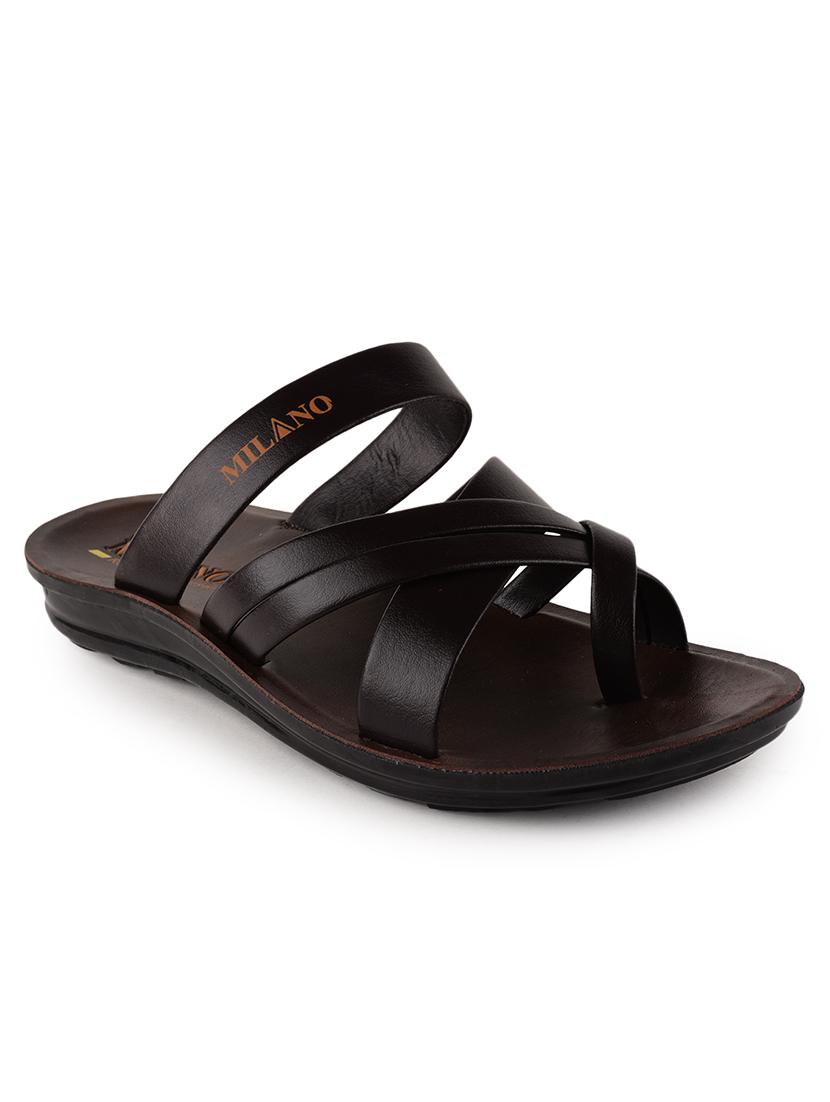 men brown slip on sandal