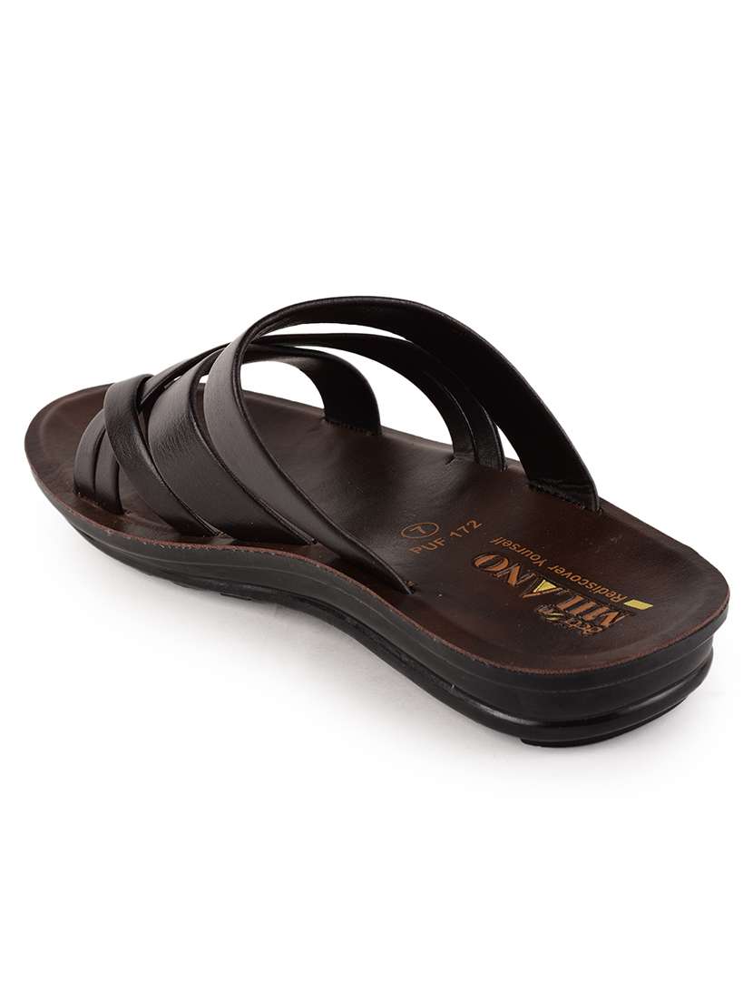 men brown slip on sandal - 21520328 -  Standard Image - 3