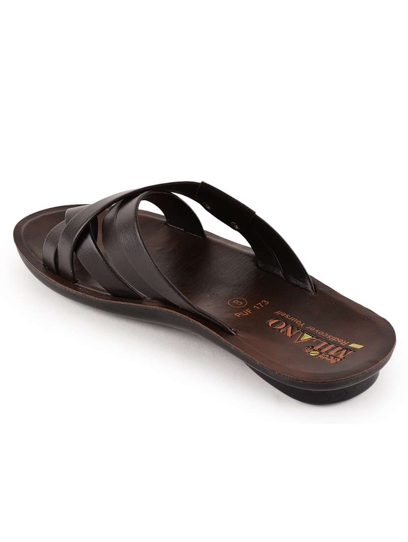 men brown slip on flip flop - 21520330 -  Standard Image - 3