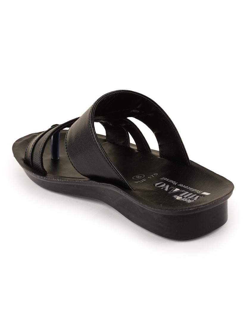 men black slip on sandal - 21520333 - Standard Image - 3