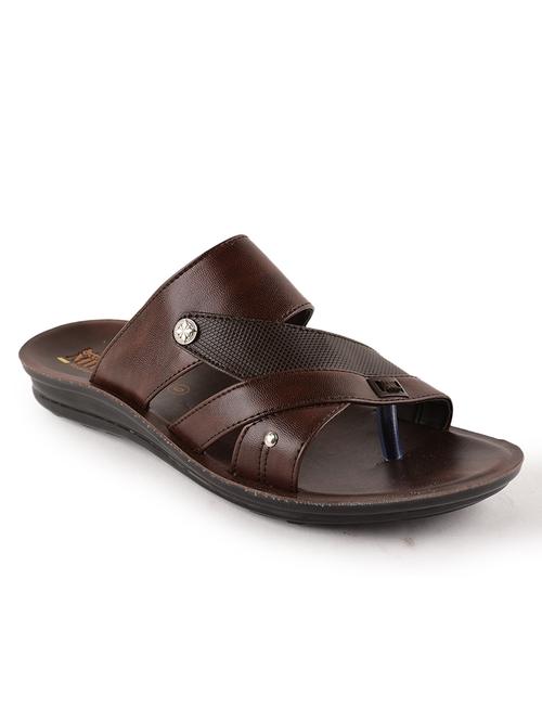 men brown slip on sandal - 21520334 - Standard Image - 0