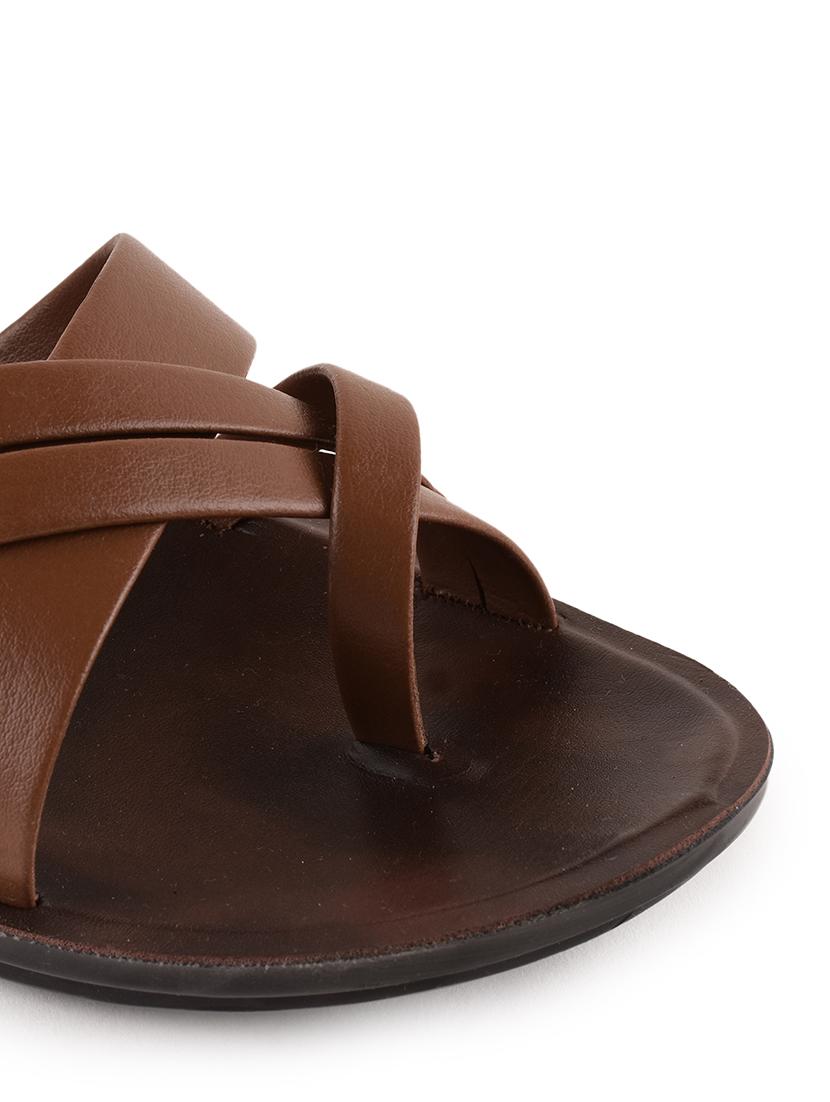tan synthetic slip on sandals - 21520340 - Standard Image - 5