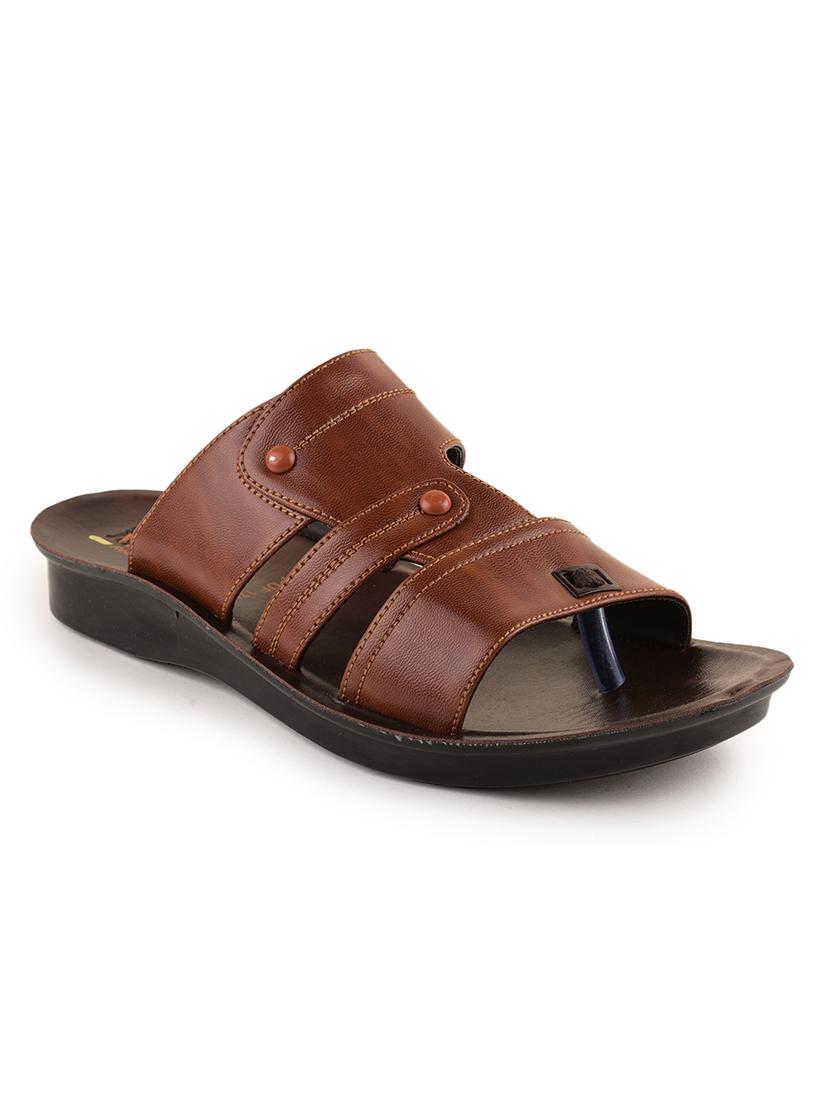 men tan slip on sandal