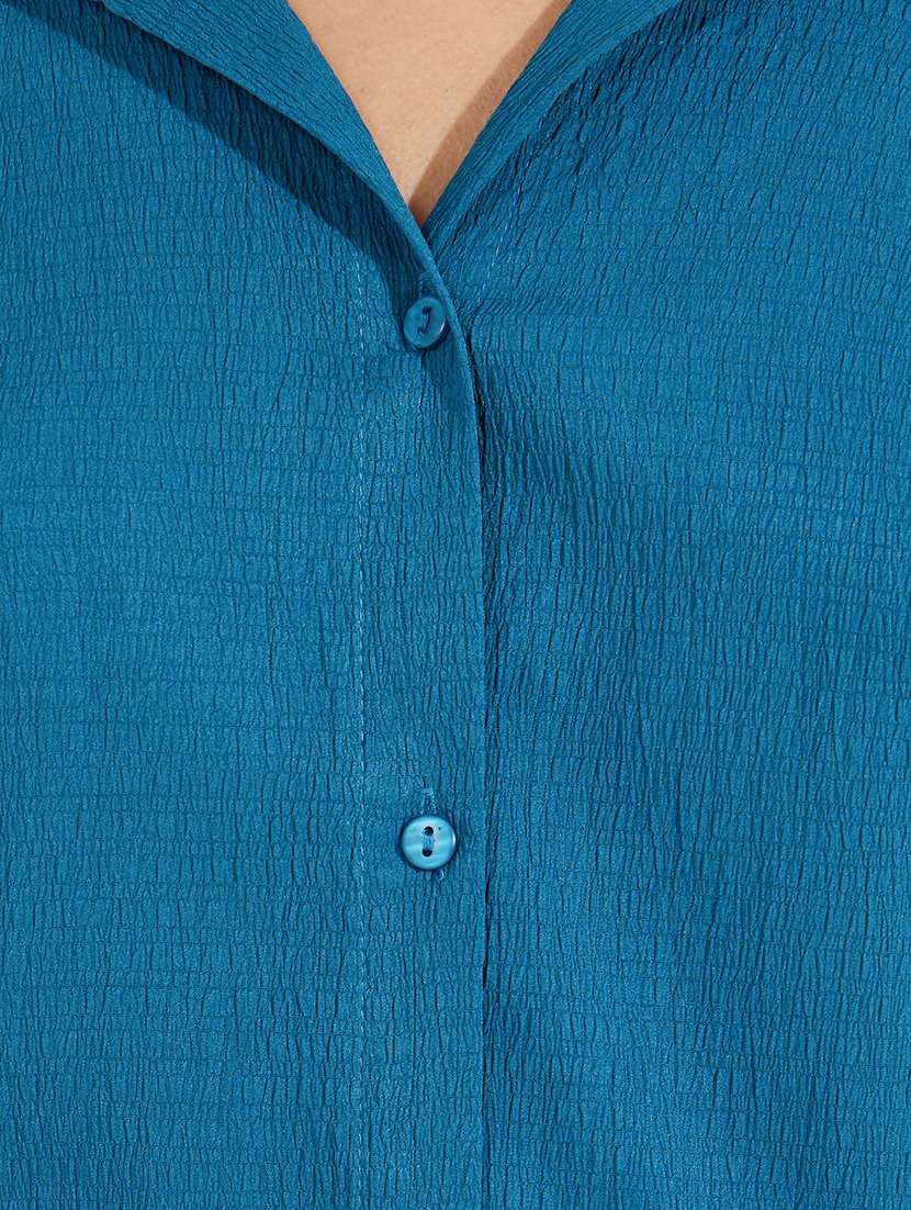 women blue solid oversized shirt - 21520422 -  Standard Image - 3