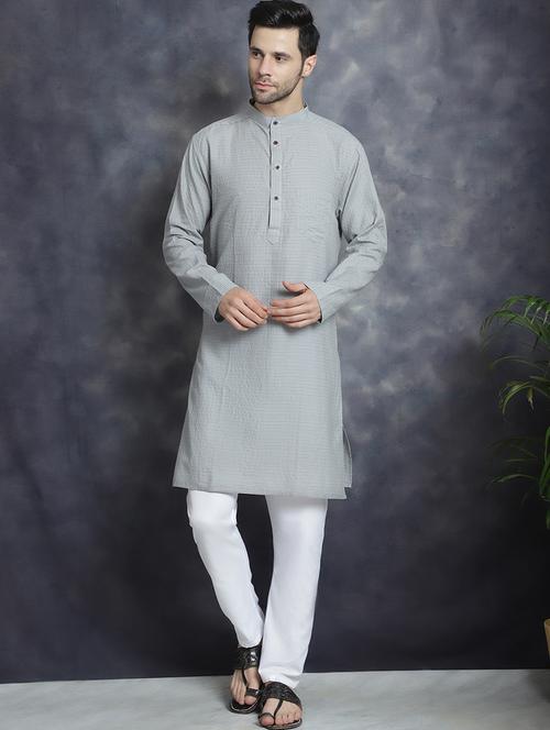 men mandarin neck embroidered long kurta - 21520438 -  Standard Image - 0