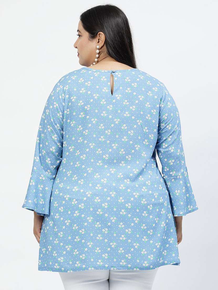 women floral printed bell sleeves plus size top - 21520497 -  Standard Image - 3