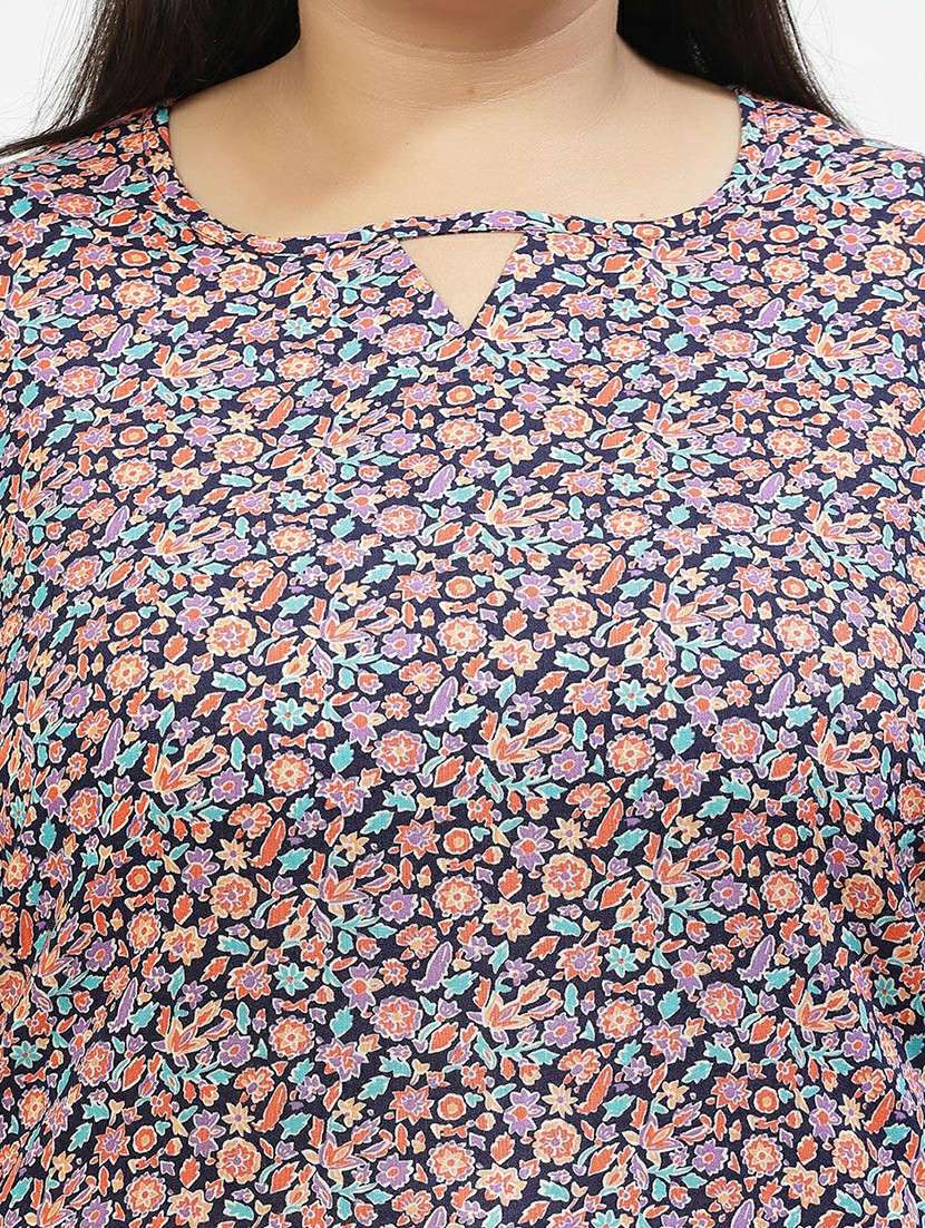 women navy blue polyester regular top - 21520498 - Standard Image - 5