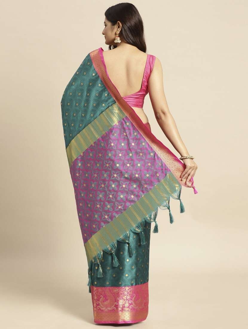 women self design dharmavaram zari bordered saree - 21520558 -  Standard Image - 3