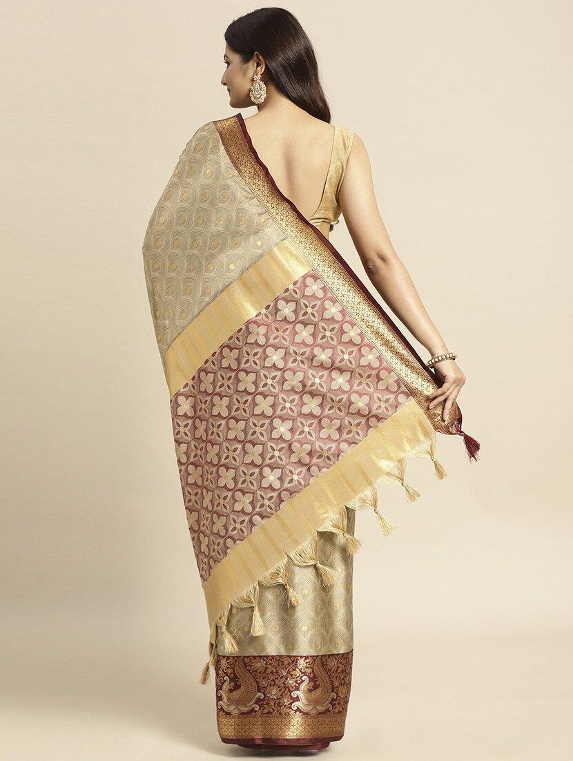 women self design dharmavaram zari bordered saree - 21520560 - Standard Image - 3