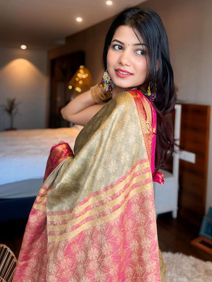 women self design dharmavaram zari bordered saree - 21520567 -  Standard Image - 3