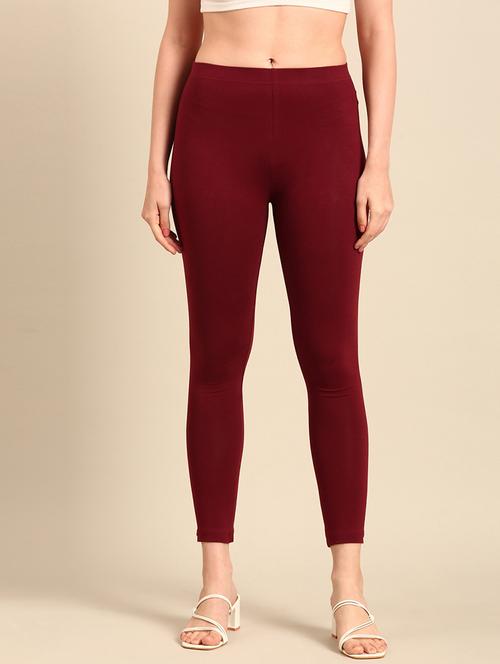 women maroon cotton leggings - 21520666 - Standard Image - 0