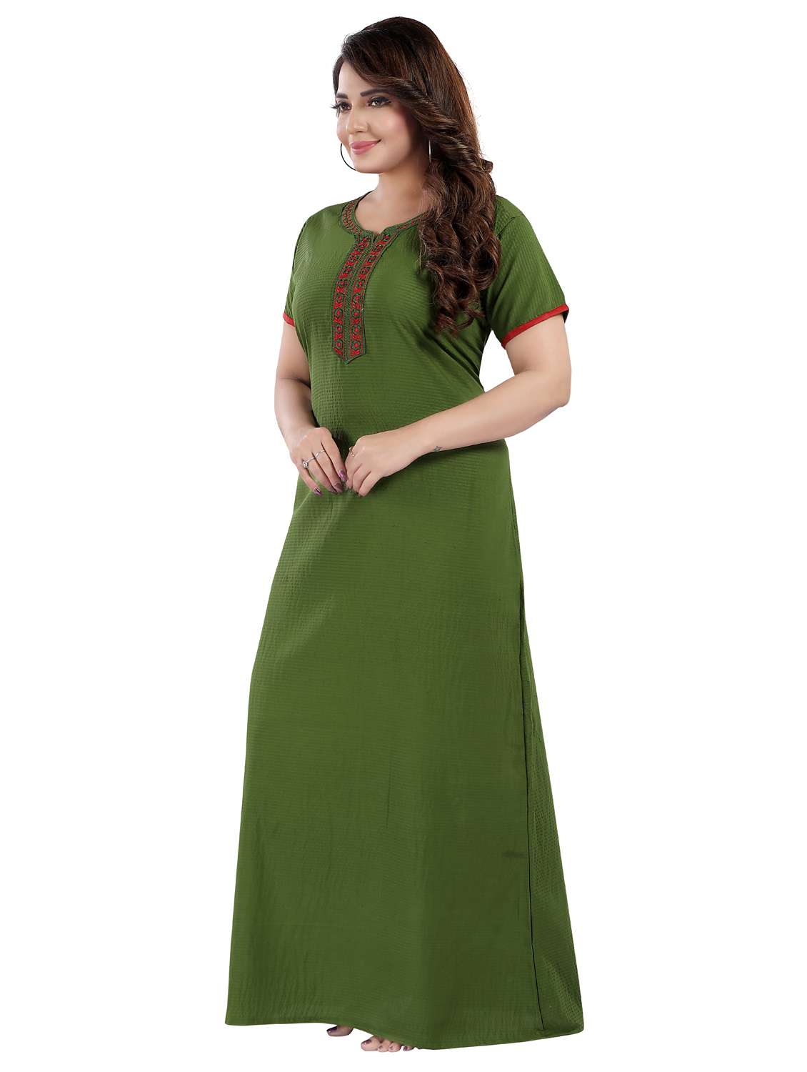 women green cotton blend nighty  - 21520945 -  Standard Image - 3