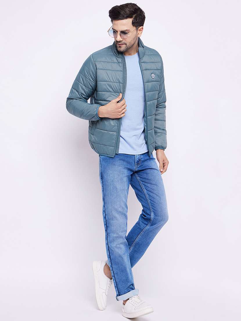 men blue solids quilted jackets - 21520953 -  Standard Image - 3