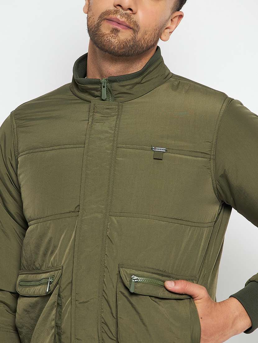 men olive polyester bomber jacket - 21520964 -  Standard Image - 3