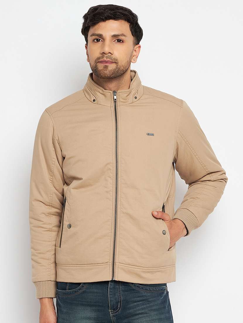 men solid long sleeve bomber jacket