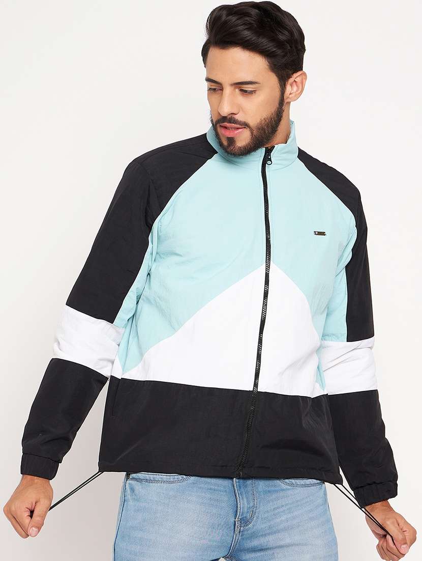 men long sleeve color block bomber jacket - 21520976 - Zoom Image - 0