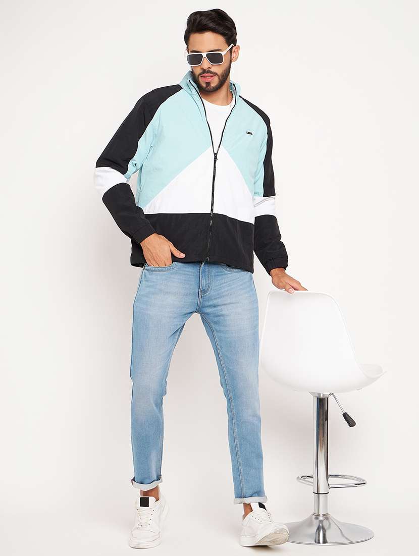 men long sleeve color block bomber jacket - 21520976 - Standard Image - 3