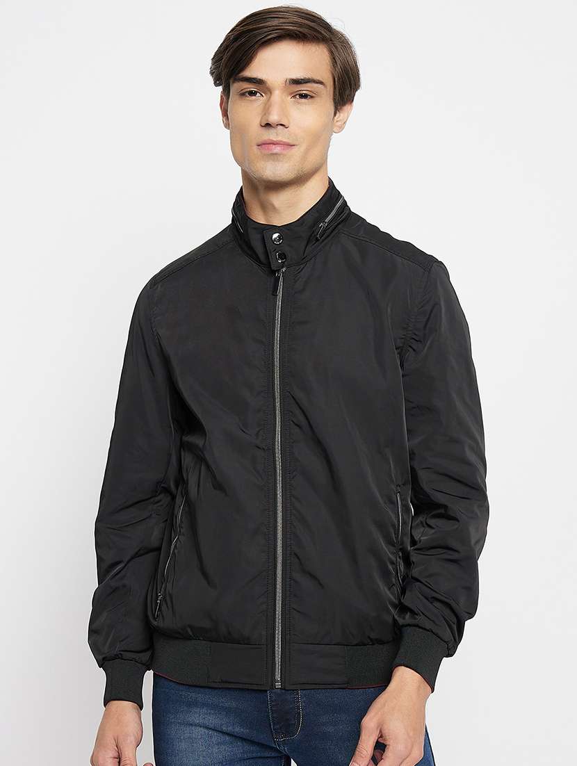 men long sleeve solid bomber jacket