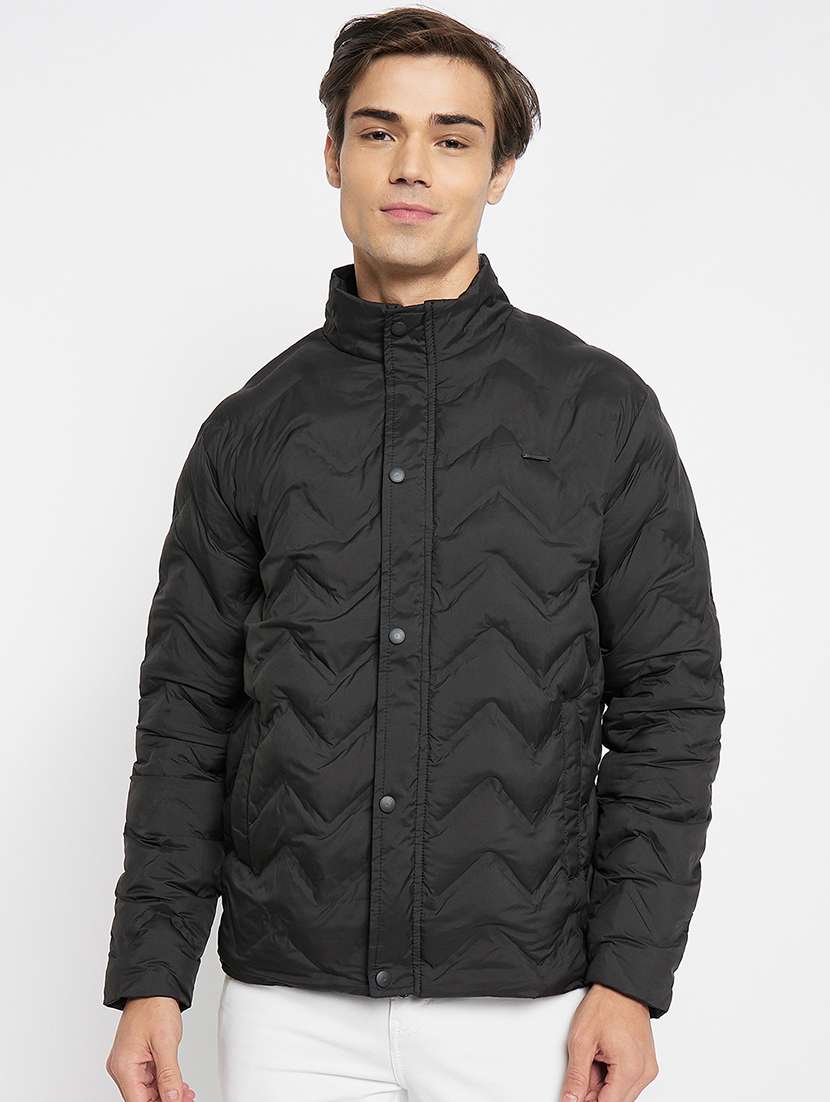 men black solids quilted jacket