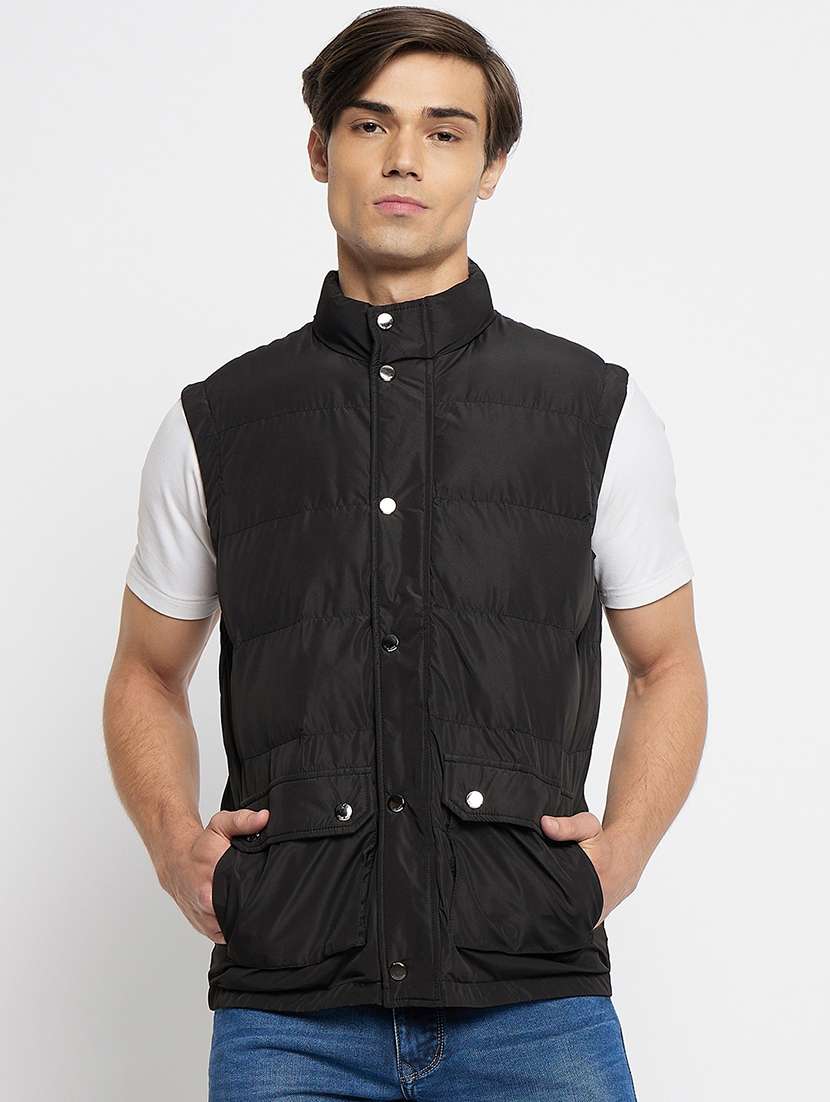 men black polyester bomber jacket