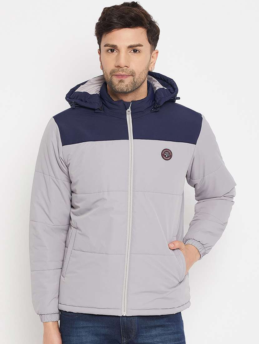 men long sleeve color block quilted jacket - 21521006 - Zoom Image - 0