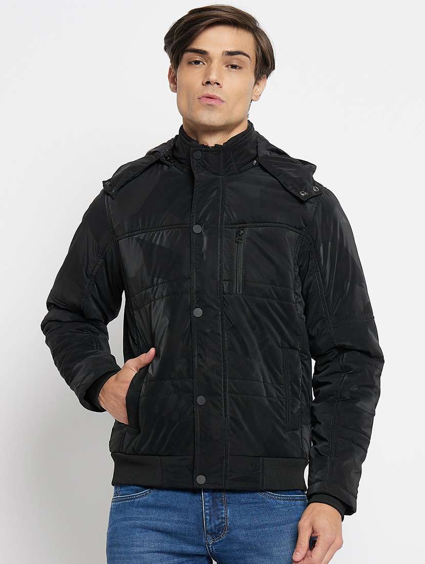 men black polyester bomber jacket