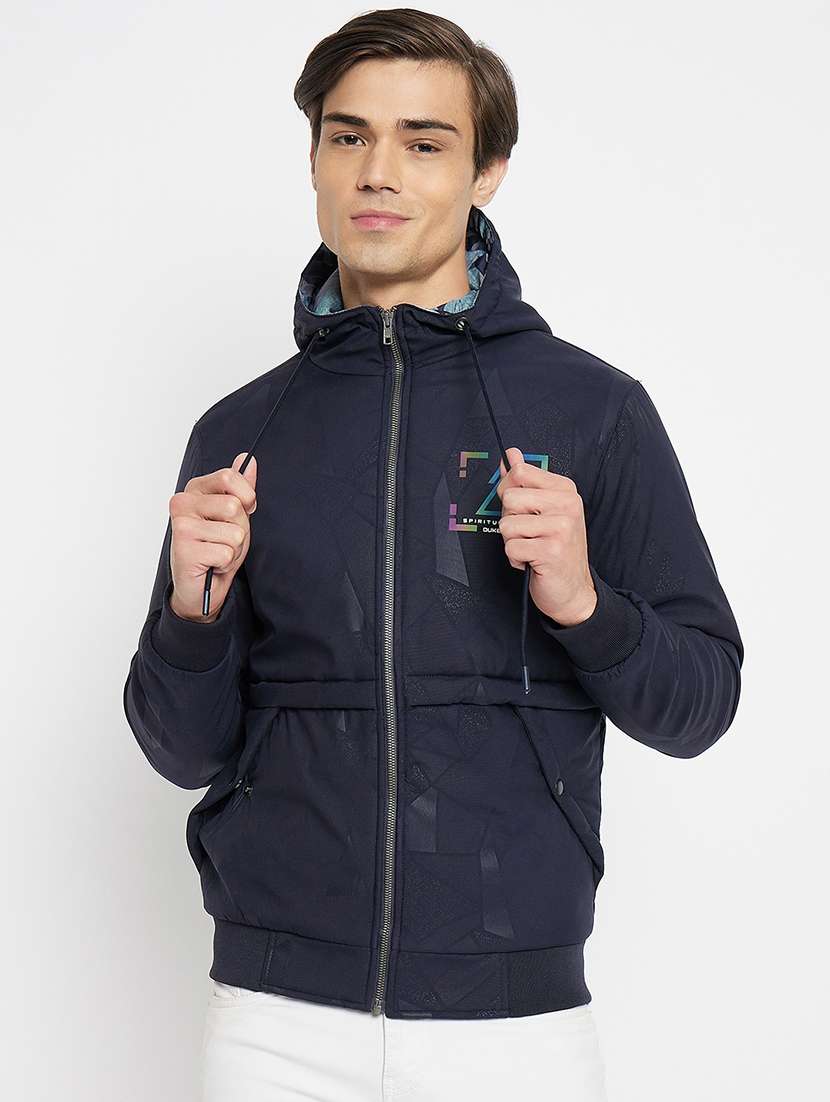 men navy blue polyester bomber jacket - 21521042 - Zoom Image - 0